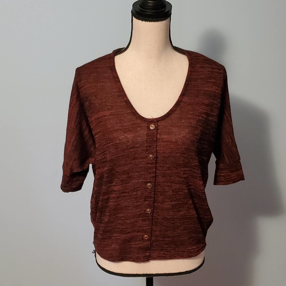 Poetry Clothing Woven Half Bat Sleeve Cardigan Small Style 5329 Made in the USA